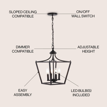 Camden Iron Classic Midcentury Pendant Lantern